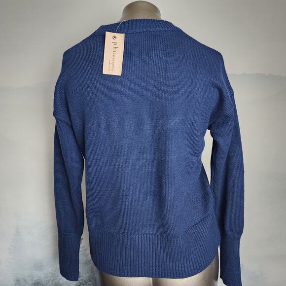 NWT Philosophy Blue Knit Crew Neck Pullover Sweater | Women's Small - Picture 5 of 9